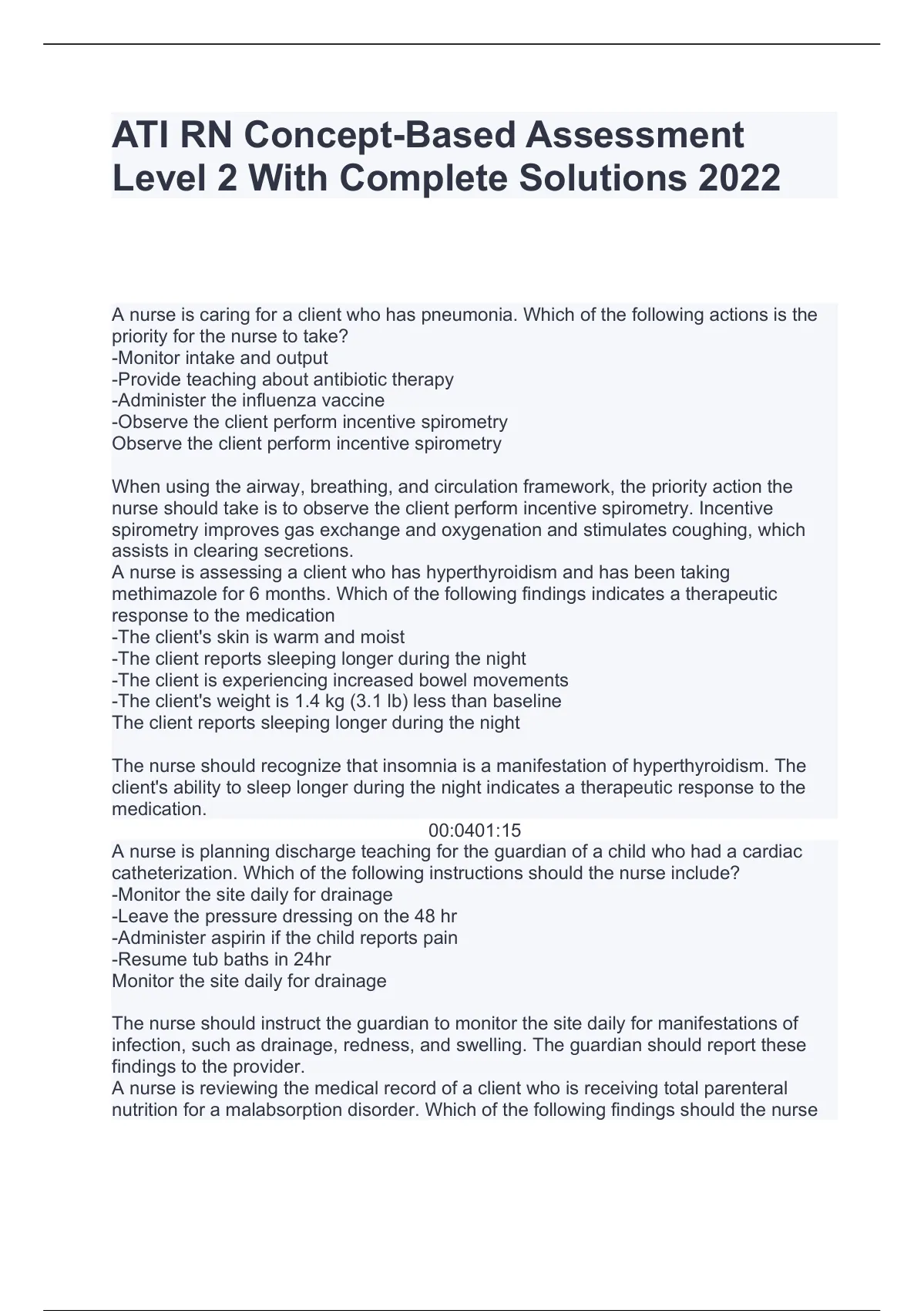 ATI RN Concept-Based Assessment Level 2 With Complete Solutions 2022 ...