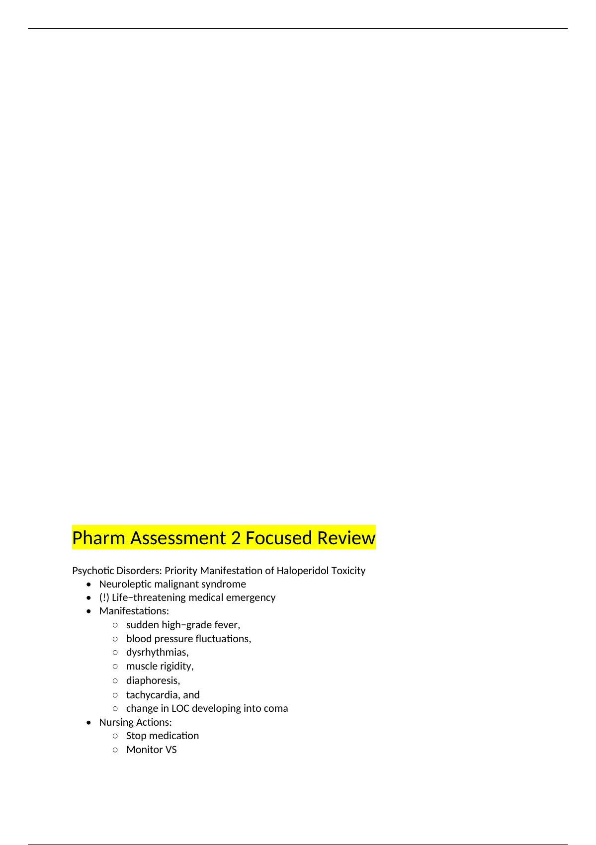 ATI Capstone Pharmacology Assessment 2 Focused Review NURS MISC