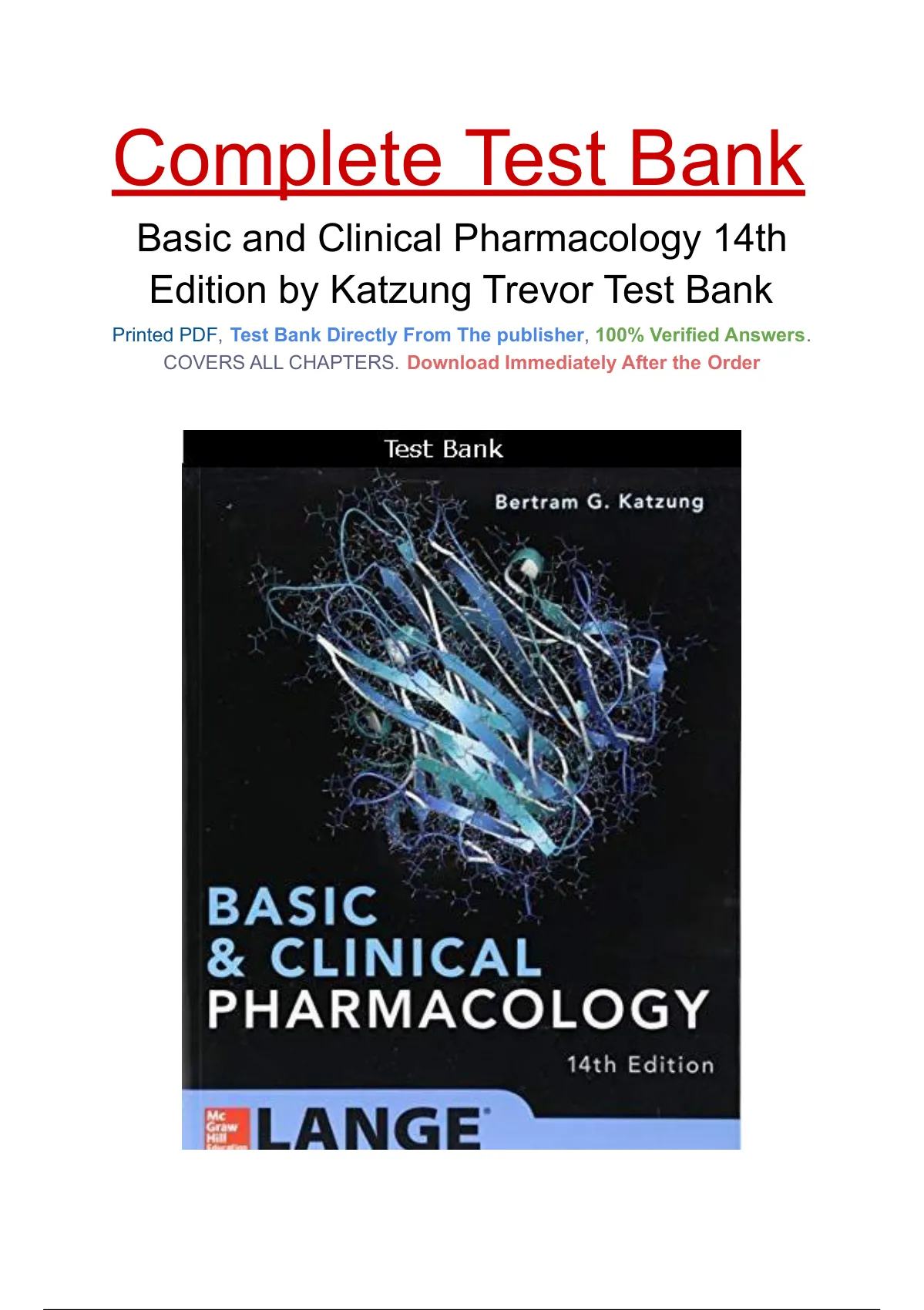 Basic And Clinical Pharmacology 14th Edition By Katzung Trevor Test ...