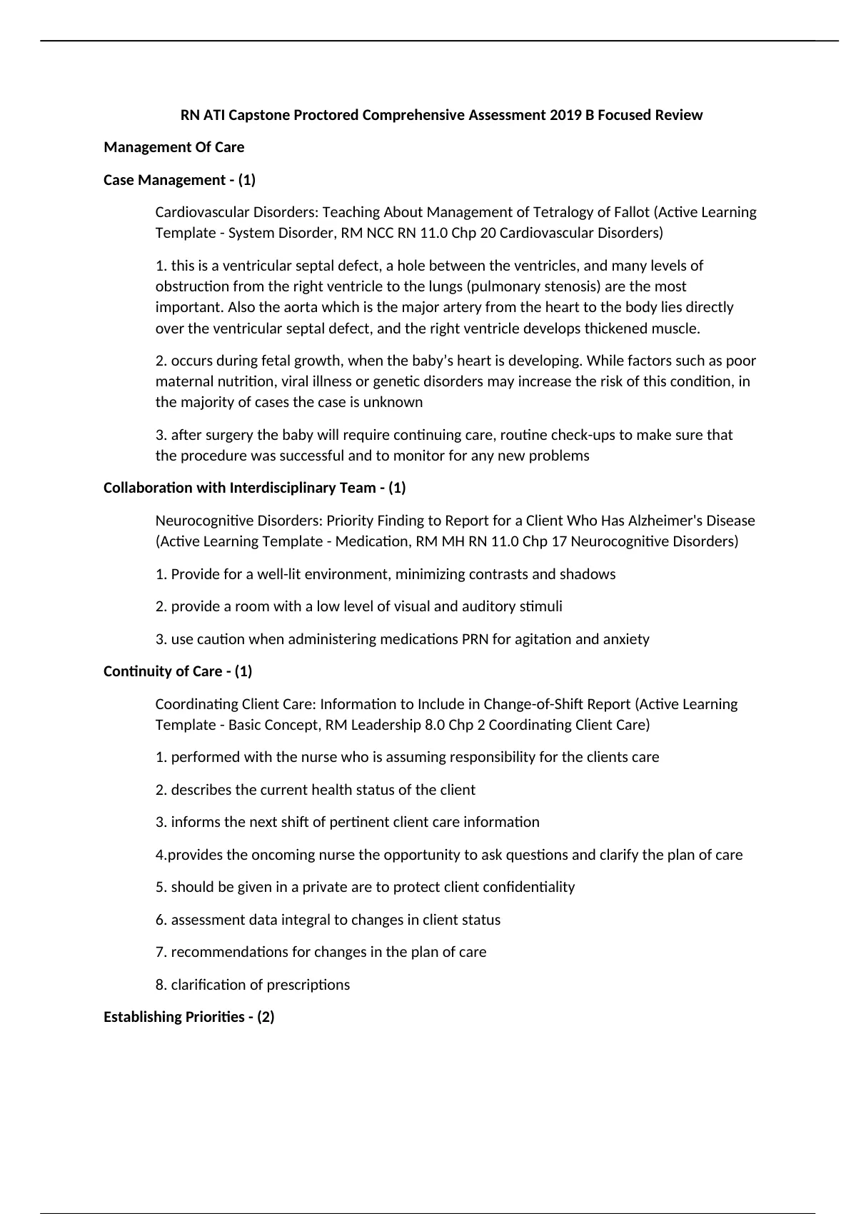 RN ATI Capstone Proctored Comprehensive Assessment 2019 B Focused ...