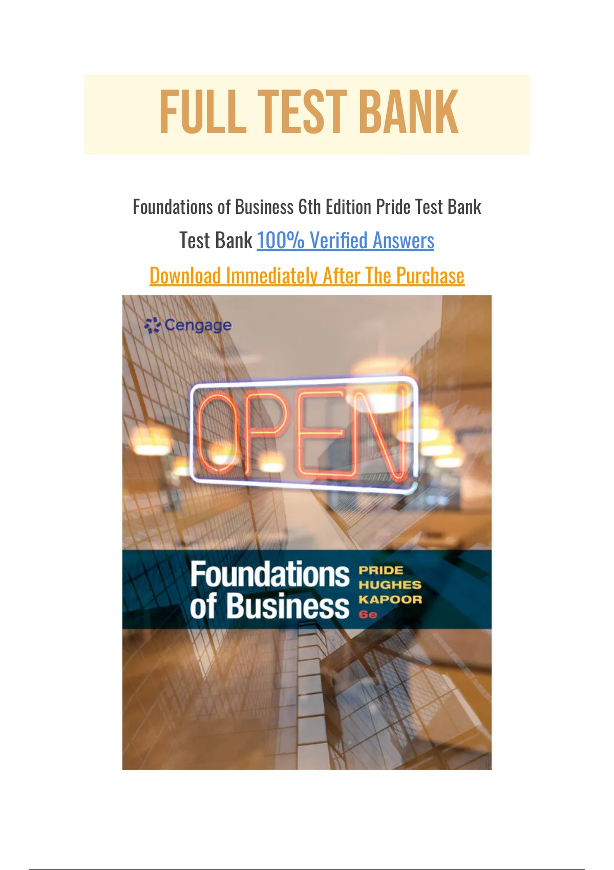 Foundations Of Business 6th Edition Pride Test Bank With Question And ...