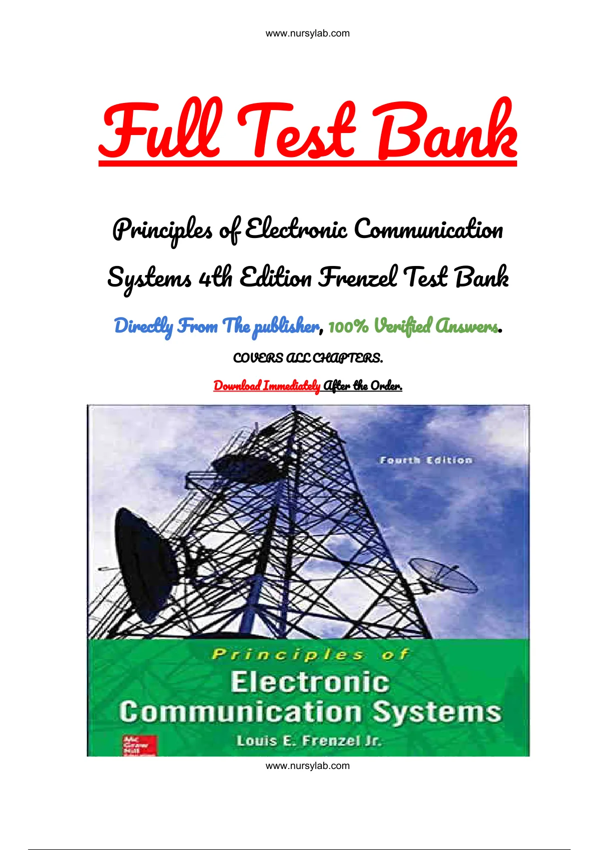 Principles Of Electronic Communication Systems 4th Edition Frenzel Test ...