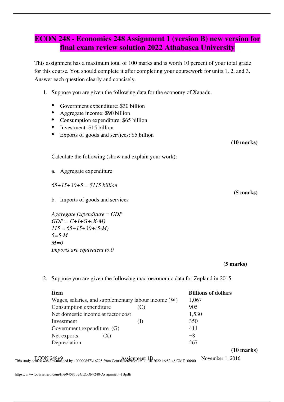 economics 248 assignment 1a