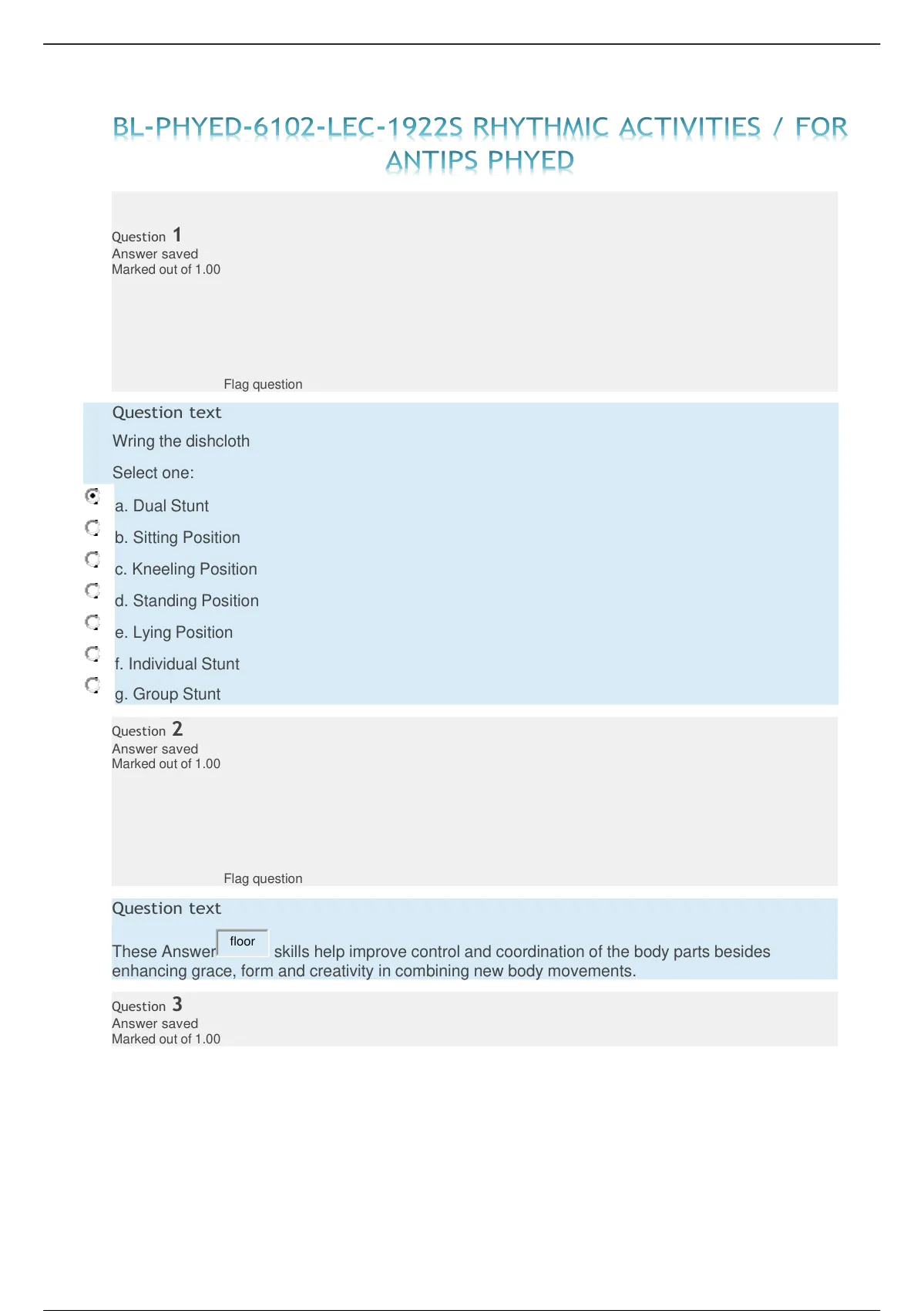 BL-PHYED-6102-LEC-1922S RHYTHMIC ACTIVITIES / FOR ANTIPS PHYED - BL ...