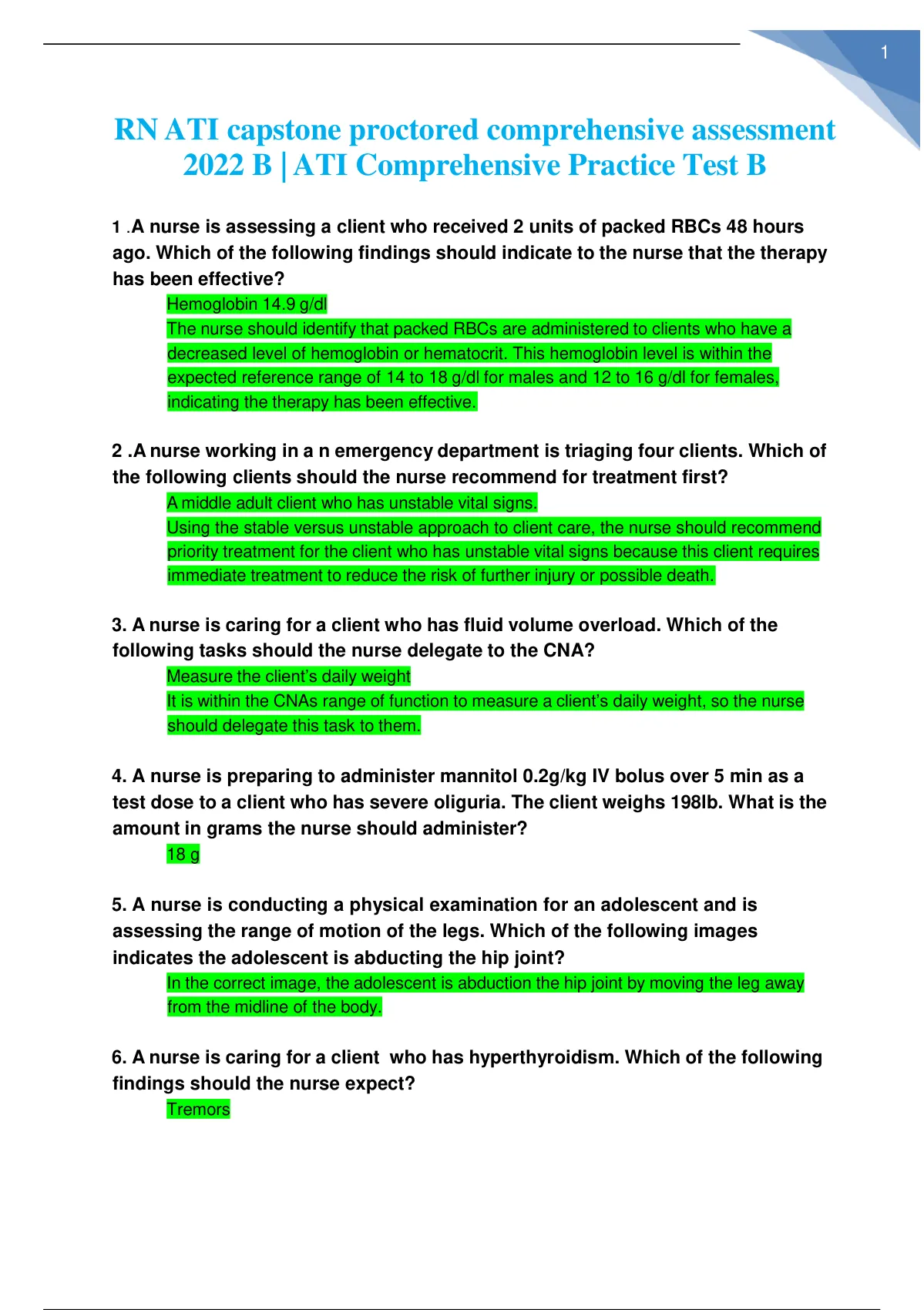 RN ATI Capstone Proctored Comprehensive Assessment 2022 B | ATI ...