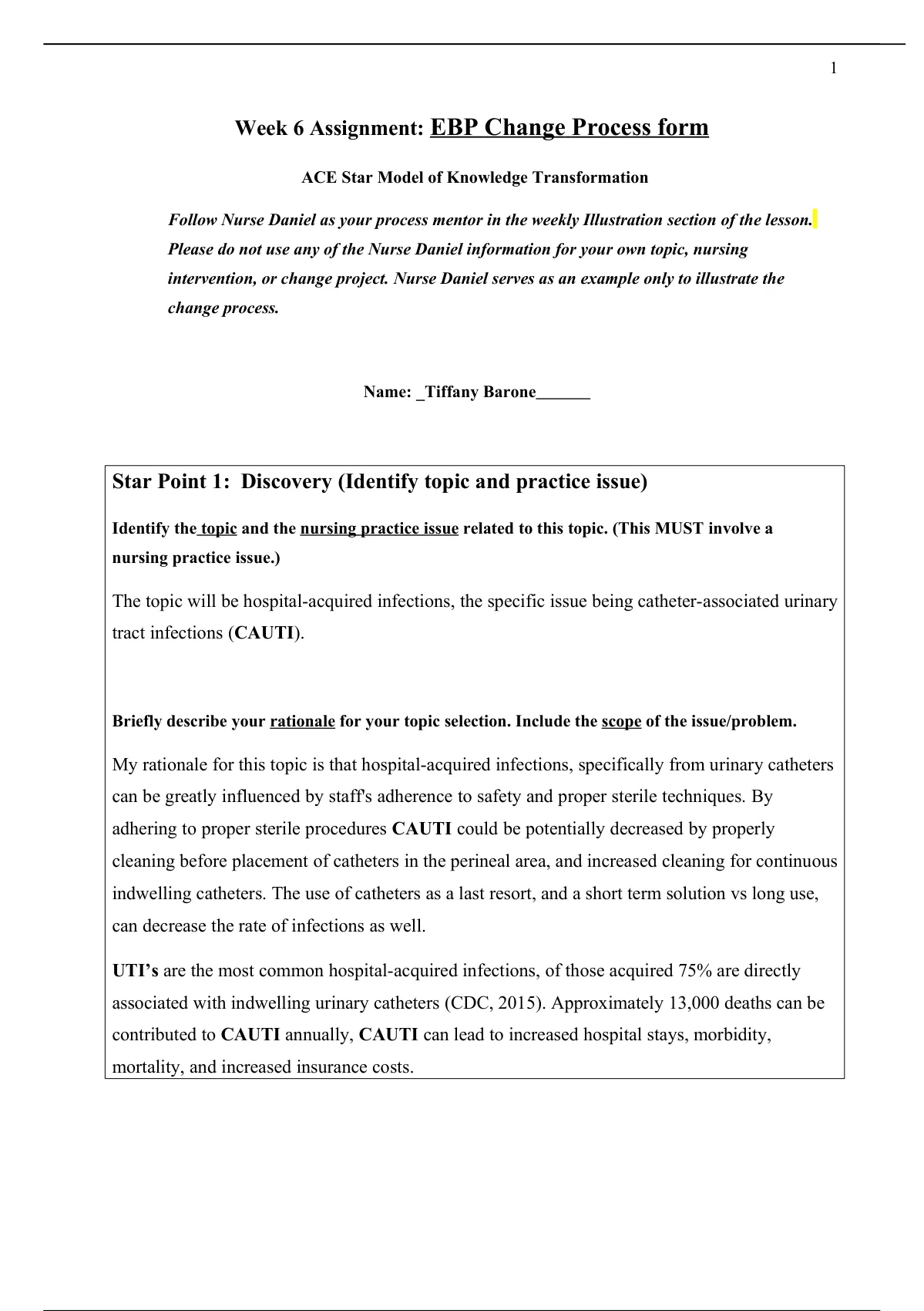 ebp change process assignment