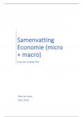 Volledige samenvatting economie (micro+macro) '23-'24 (boek + lesnotities + slides)