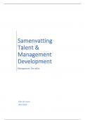 Samenvatting Talent and Management Development  '23-'24 (semester 1: H1, 3, 7, 8 en 11)