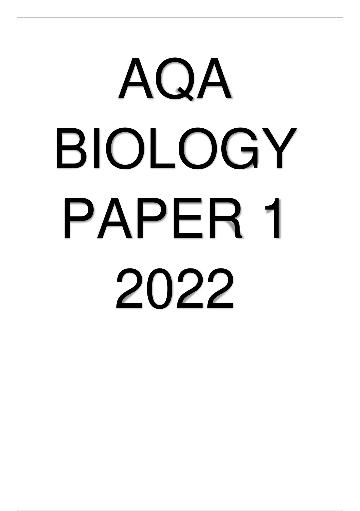 AQA A Level Biology Question Paper 1 2022 - A Level Biology Paper 1 ...