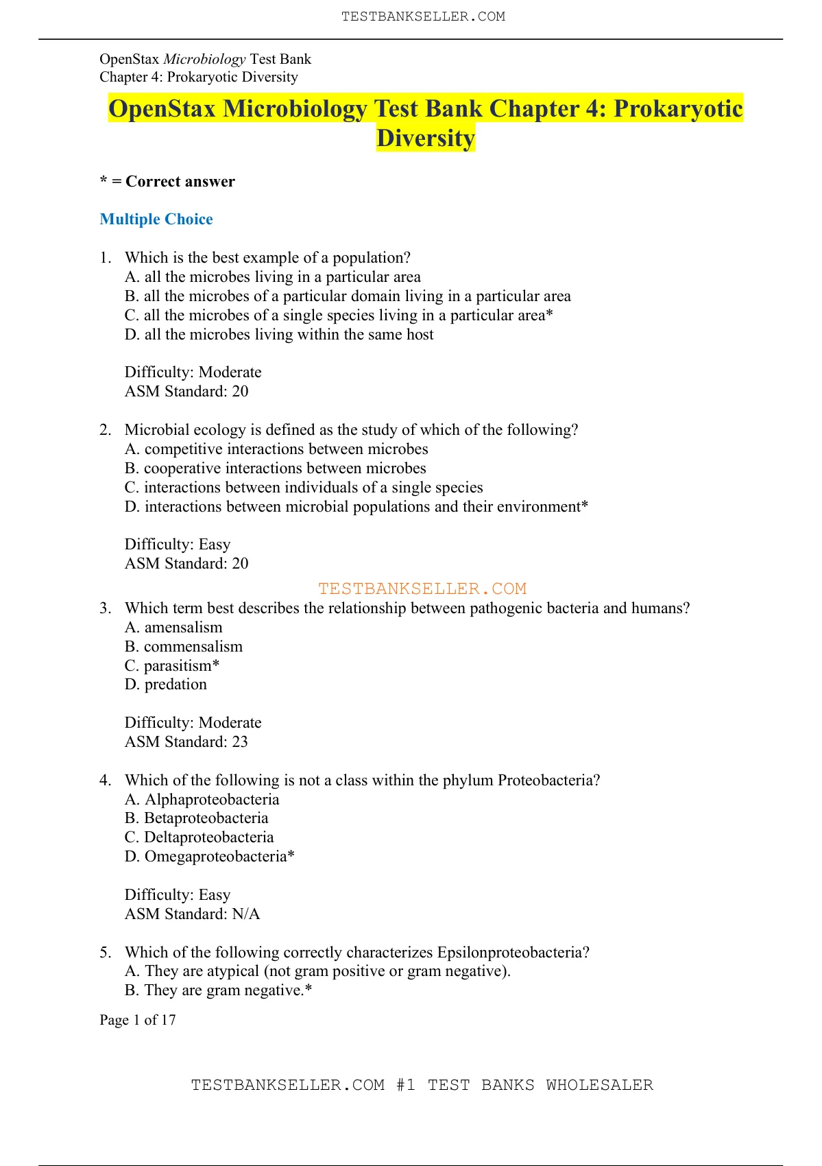 OpenStax Microbiology Test Bank Chapter 4: Prokaryotic Diversity ...