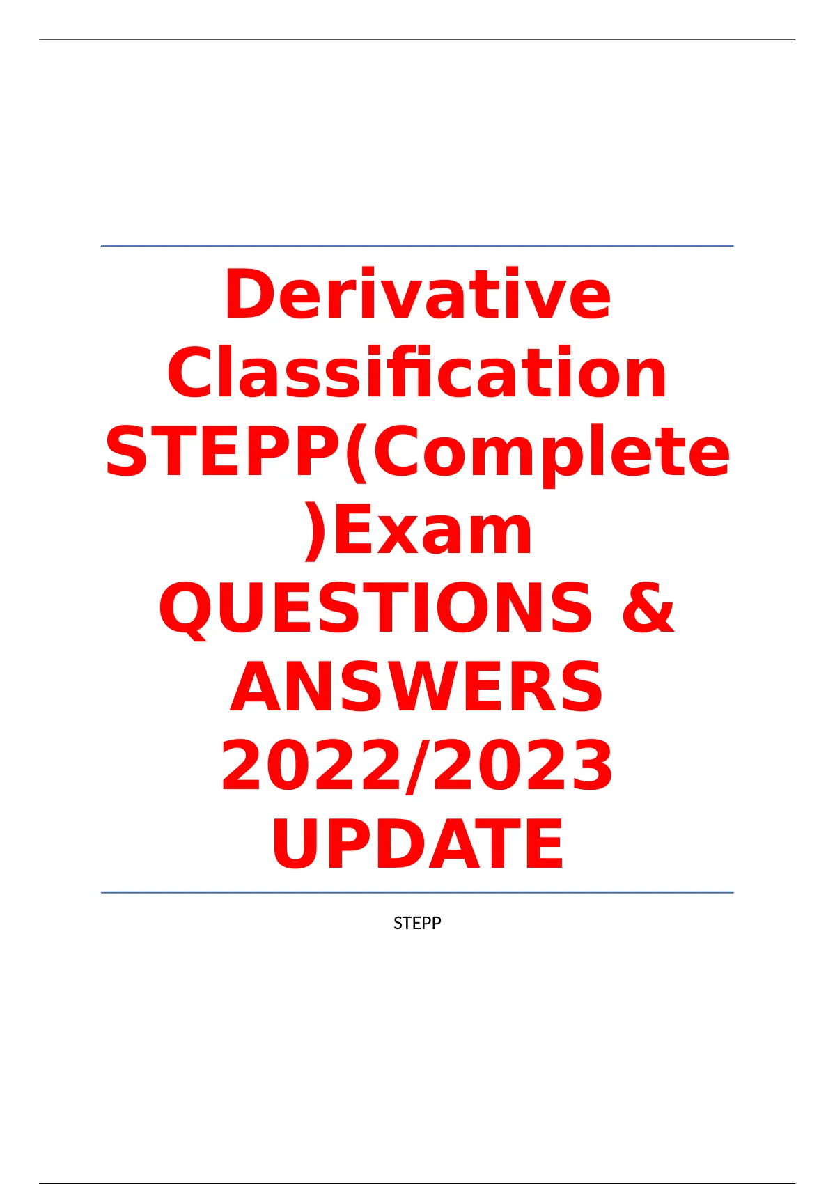 Derivative Classification QUESTIONS & ANSWERS 2022/