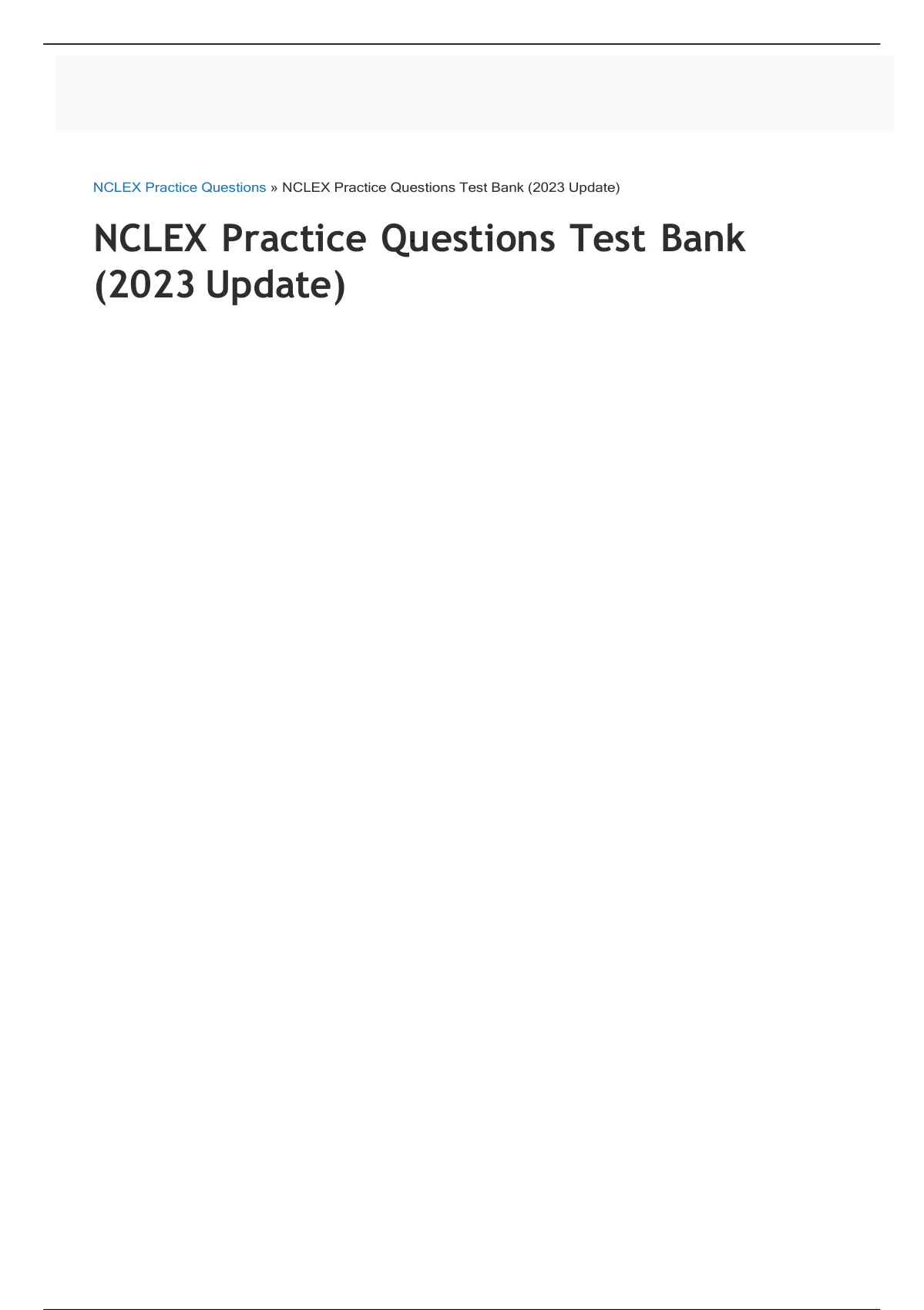 NCLEX PN ACTUAL 2023 EXAM Questions Test Bank (NCLEXPN) (2023 Update