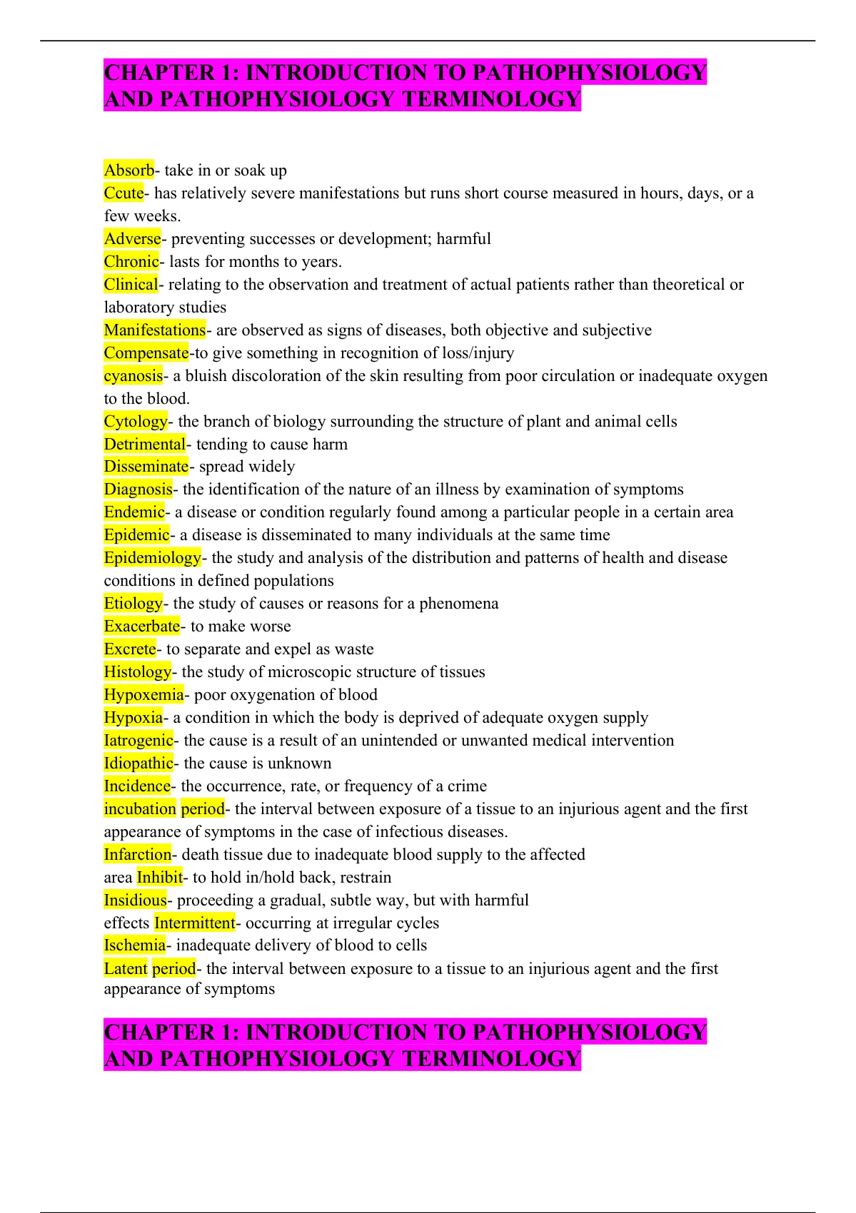 CHAPTER 1: INTRODUCTION TO PATHOPHYSIOLOGY AND PATHOPHYSIOLOGY ...