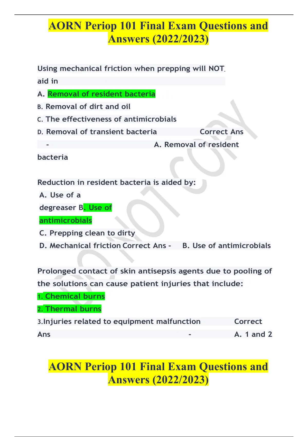 AORN Periop 101 Final Exam Questions And Answers (2022/2023) - AORN ...