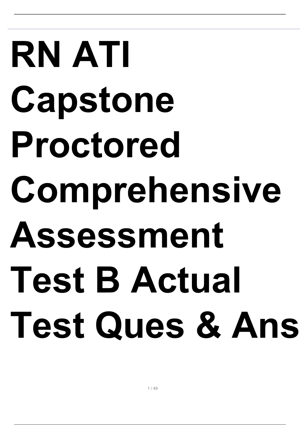 RN ATI Capstone Proctored Comprehensive Assessment Test B Actual Test ...