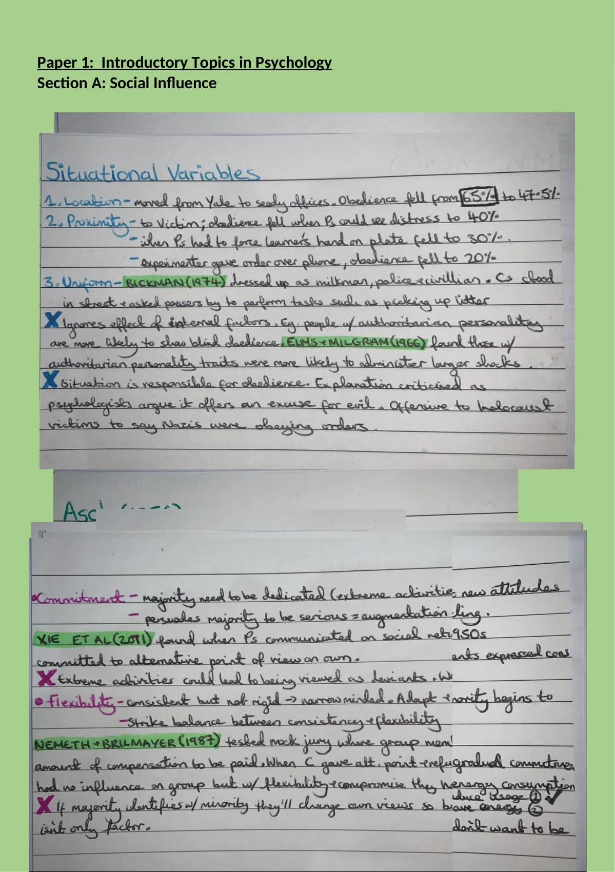 Summary A Level Psychology Social Influence Flashcards Social Influence Stuvia Us 0533