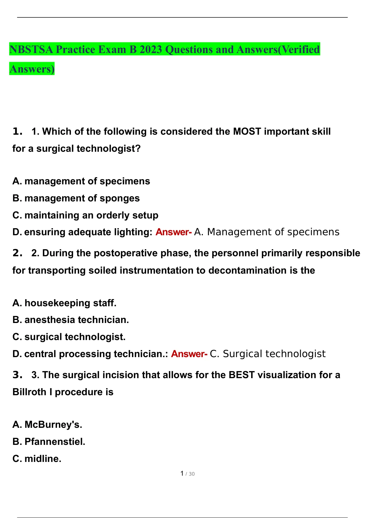 NBSTSA Practice Exam B 2023 Questions And Answers(Verified Answers ...