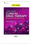 Test Bank for Abrams Clinical Drug Therapy Rationales for Nursing Practice 12th Edition Frandsen ALL Chapters 1-61 included download to Ace your exams at the first attempt!!