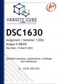 DSC1630 Assignment 1 (ANSWERS) Semester 1 2024 - DISTINCTION GUARANTEED