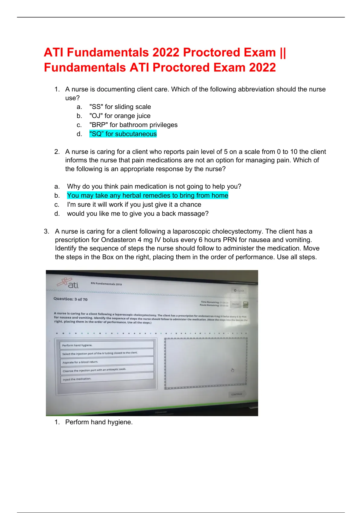 ATI Fundamentals 2022 Proctored Exam / Fundamentals ATI Proctored Exam ...