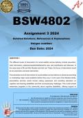 BSW4802 Assignment 3 (COMPLETE ANSWERS) 2024 