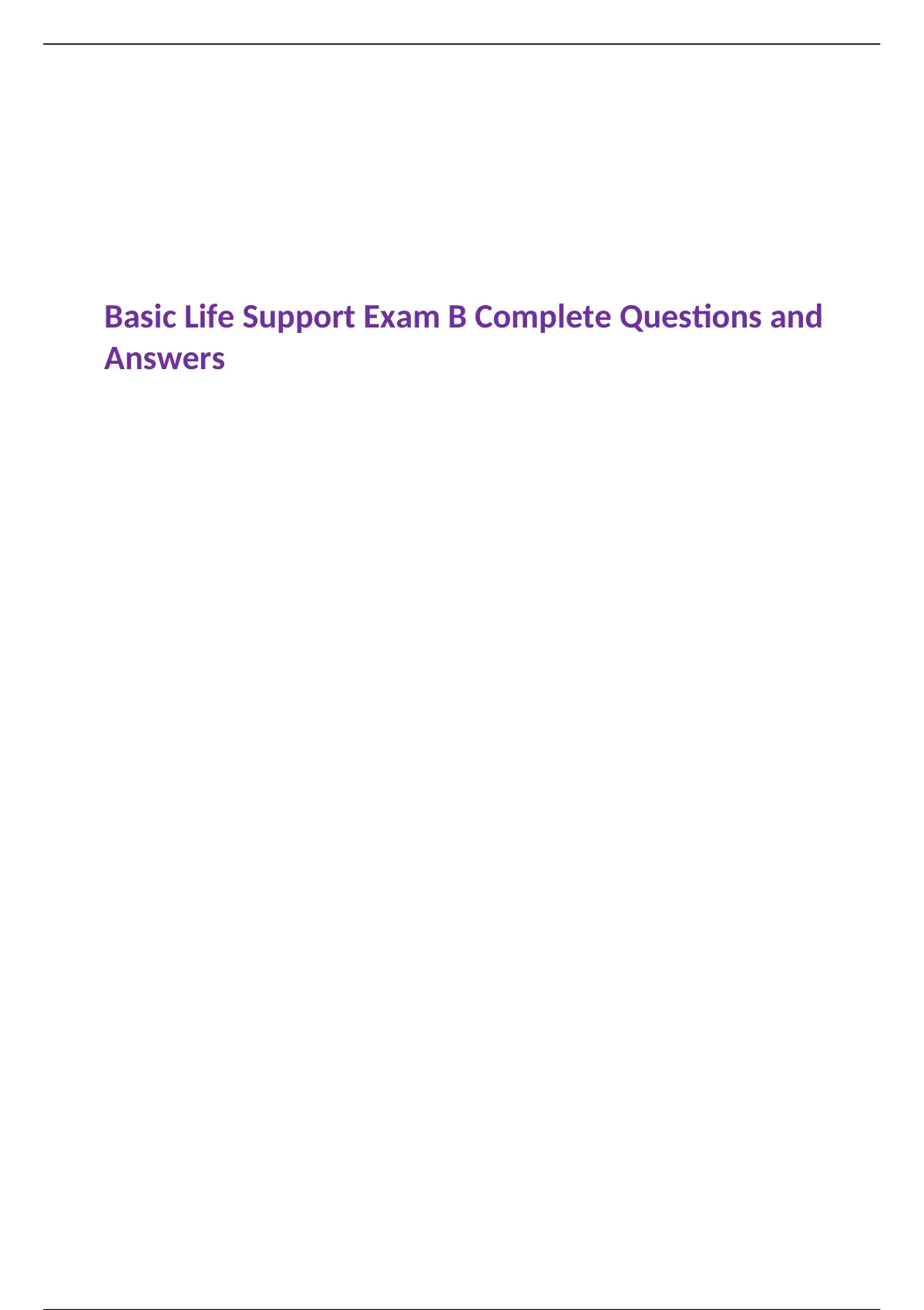 Basic Life Support Exam A & Basic Life Support Exam B {Package Deal ...