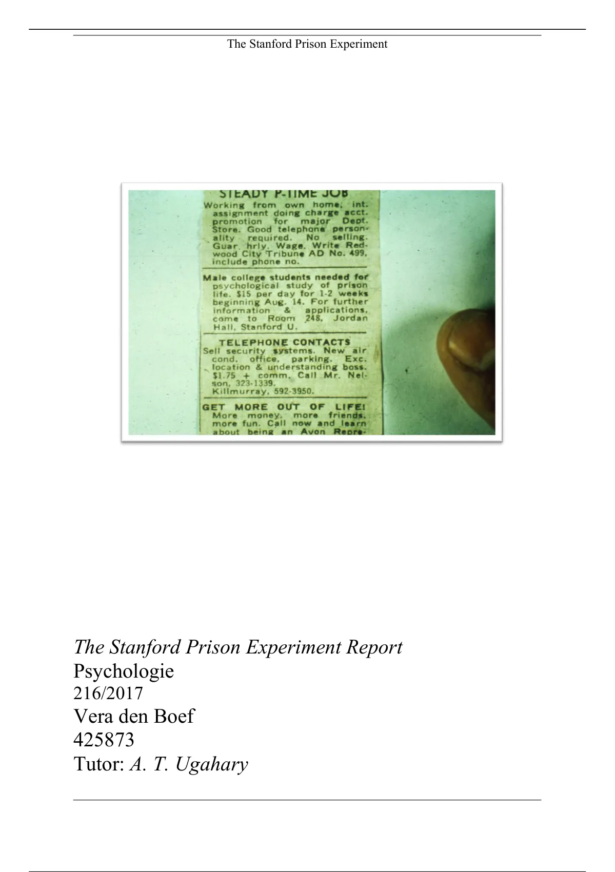 The Stanford Prison Experiment Report NL The Stanford Prison