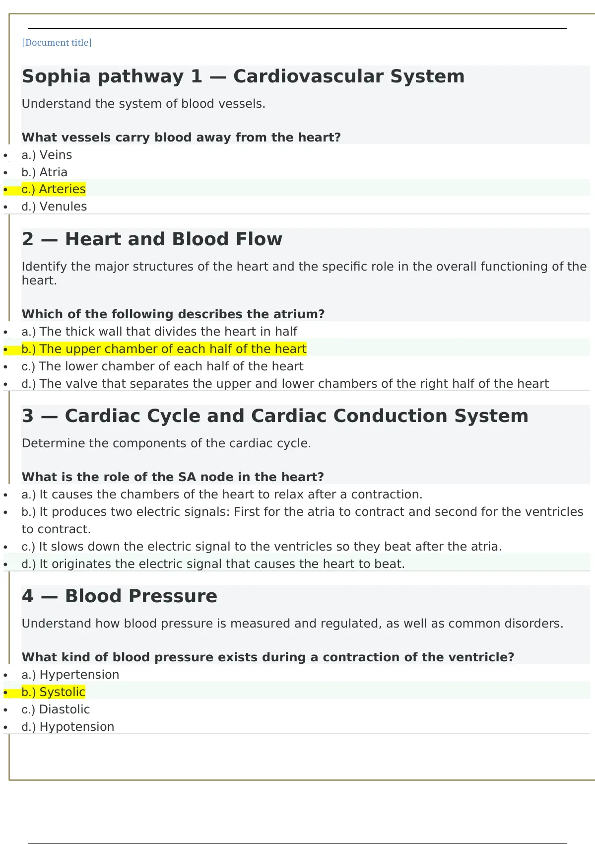 Sophia Pathway 1 — Cardiovascular System Questions And Answers 2023 ...