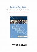 Test Bank -for Health Assessment for Nursing Practice 7th Edition by Susan Fickertt Wilson, Jean Foret Giddens, All Chapters | Complete Guide A+