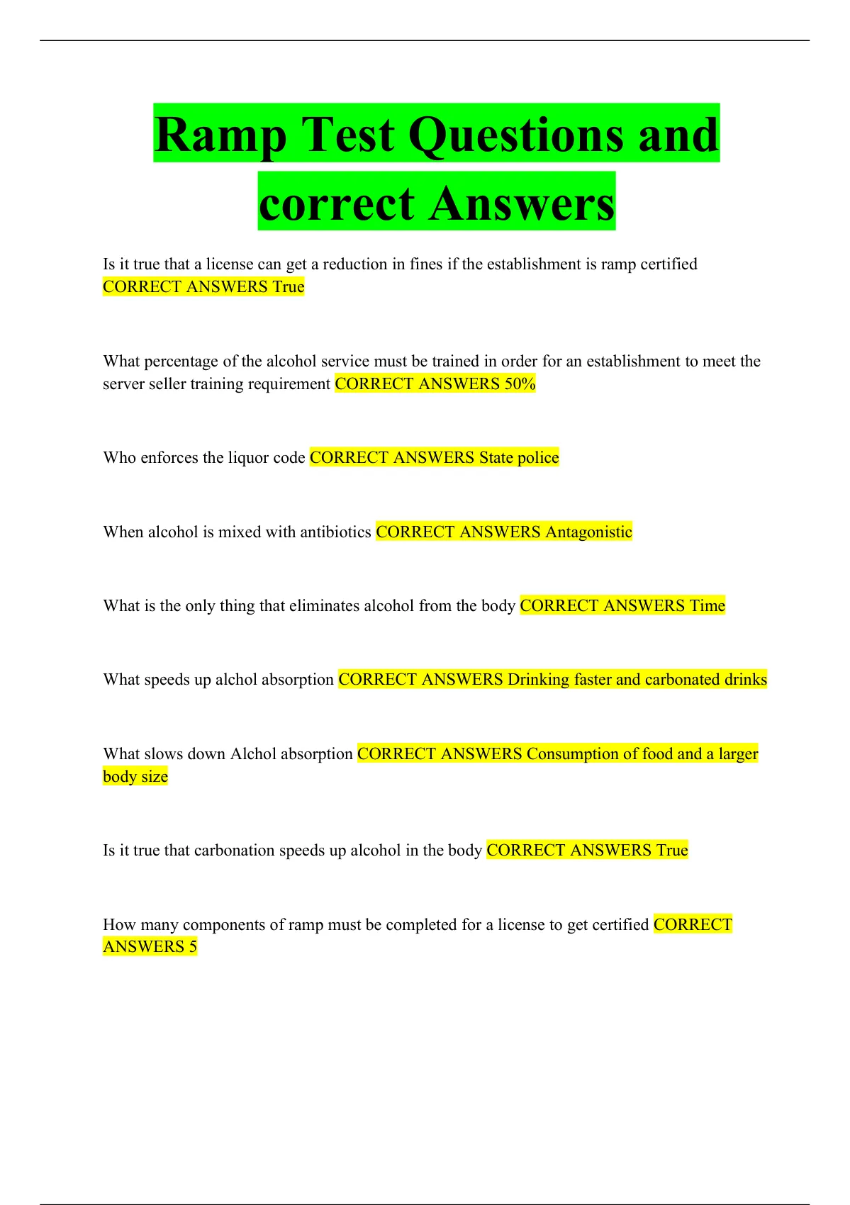 Ramp Test Questions and correct Answers Ramp Certification Stuvia US