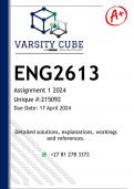 ENG2613 Assignment 1 (DETAILED ANSWERS) 2024 (215092) - DISTINCTION GUARANTEED