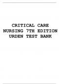 TEST BANK FOR CRITICAL CARE NURSING 7TH EDITION URDEN