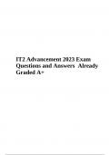 IT2 Advancement 2023 Exam Questions and Answers Already Graded A+