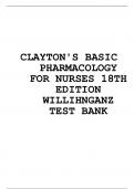 TEST BANK FOR CLAYTON'S BASIC PHARMACOLOGY FOR NURSES 18TH EDITION WILLIHNGANZ