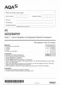 AQA AS LEVEL PAPER 2 GEOGRAPHY JUNE 2022 (7036/2 Human Geography and Geography Fieldwork Investigation)