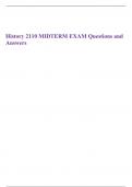 History 2110 MIDTERM EXAM Questions and Answers