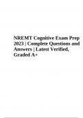 NREMT Cognitive Exam Prep 2023 - Complete Questions and Answers - Latest Verified, Graded 100%.