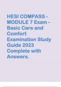 HESI COMPASS -  MODULE 7 Exam -  Basic Care and  Comfort  Examination Study  Guide 2023  Complete with  Answers.