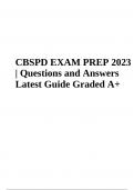 CBSPD EXAM PREP 2023 | Questions and Answers - Latest Graded A+