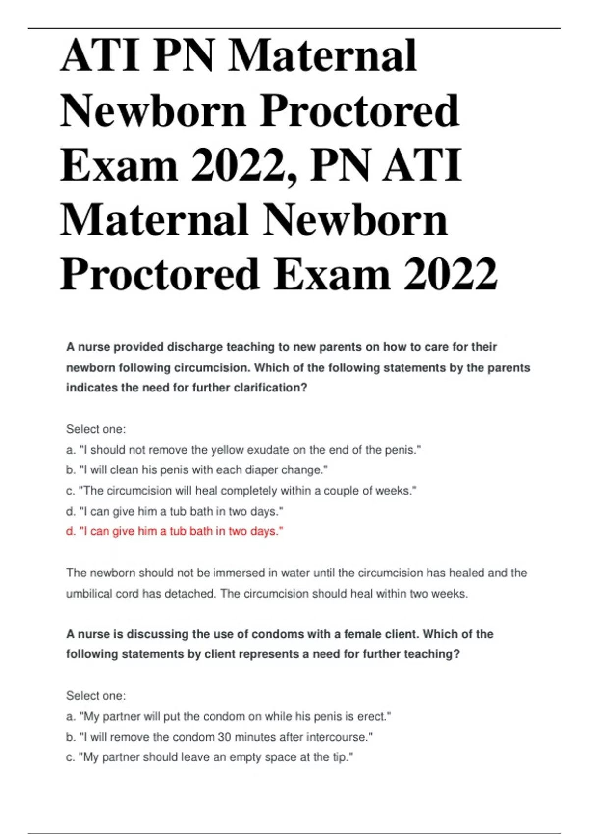 ATI PN Maternal Newborn Proctored Exam 2022, PN ATI Maternal Newborn ...