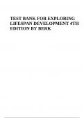 TEST BANK FOR EXPLORING LIFESPAN DEVELOPMENT 4TH EDITION BY BERK