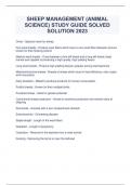 SHEEP MANAGEMENT (ANIMAL SCIENCE) STUDY GUIDE SOLVED SOLUTION 2023