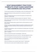 GOAT MANAGEMENT PRACTICES COMPLETE STUDY GUIDE QUESTIONS AND ANSWERS 2023 SOLUTION