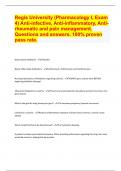 Regis University (Pharmacology I, Exam 4) Anti-infective, Anti-inflammatory, Anti-rheumatic and pain management. Questions and answers. 100% proven pass rate.