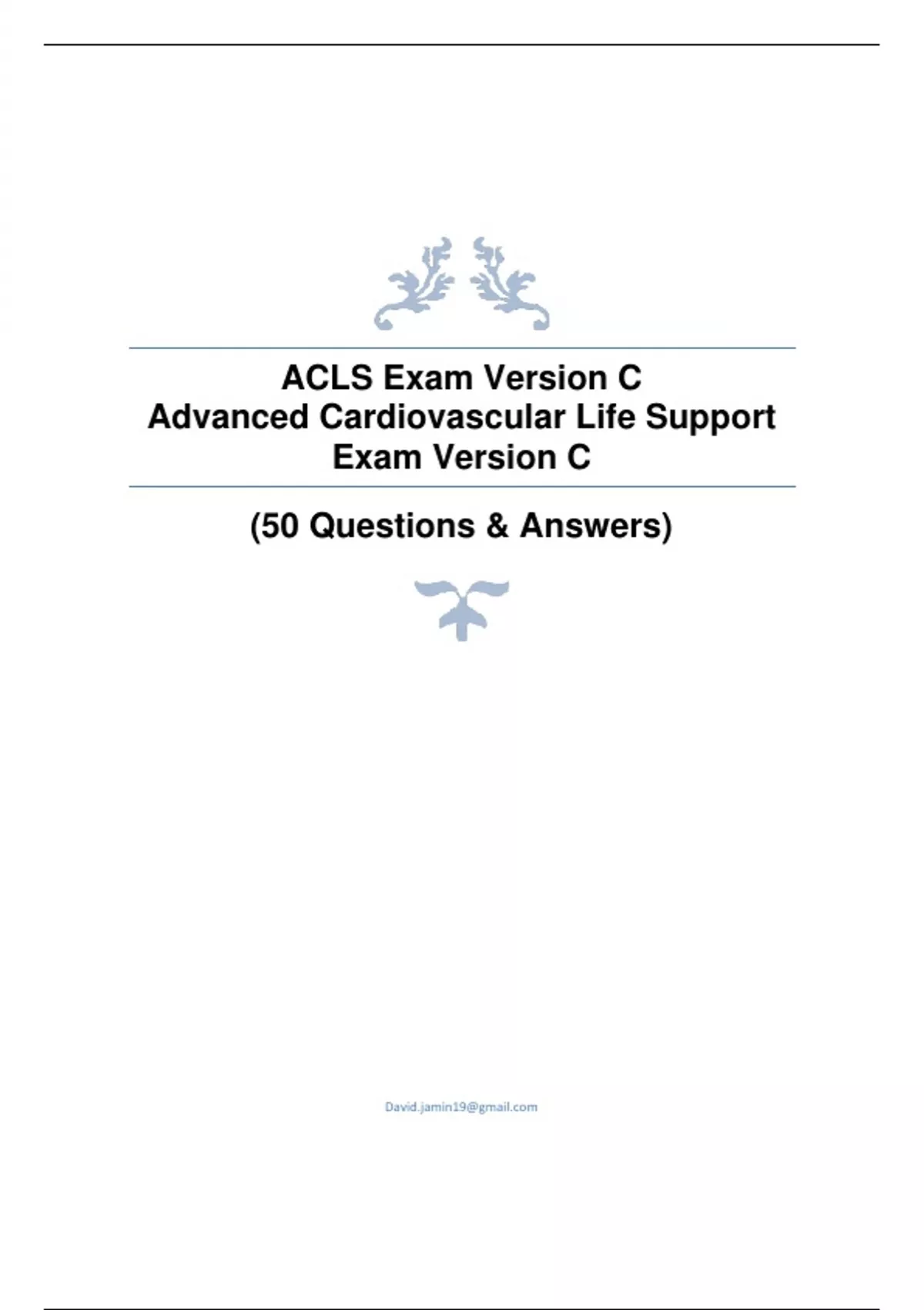 ACLS Exam Version C Acls Stuvia US