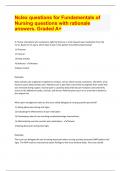 Nclex questions for Fundamentals of Nursing questions with rationale answers. Graded A+