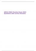 AMCA CMAC Practice Exam 2023 Questions with correct Answers