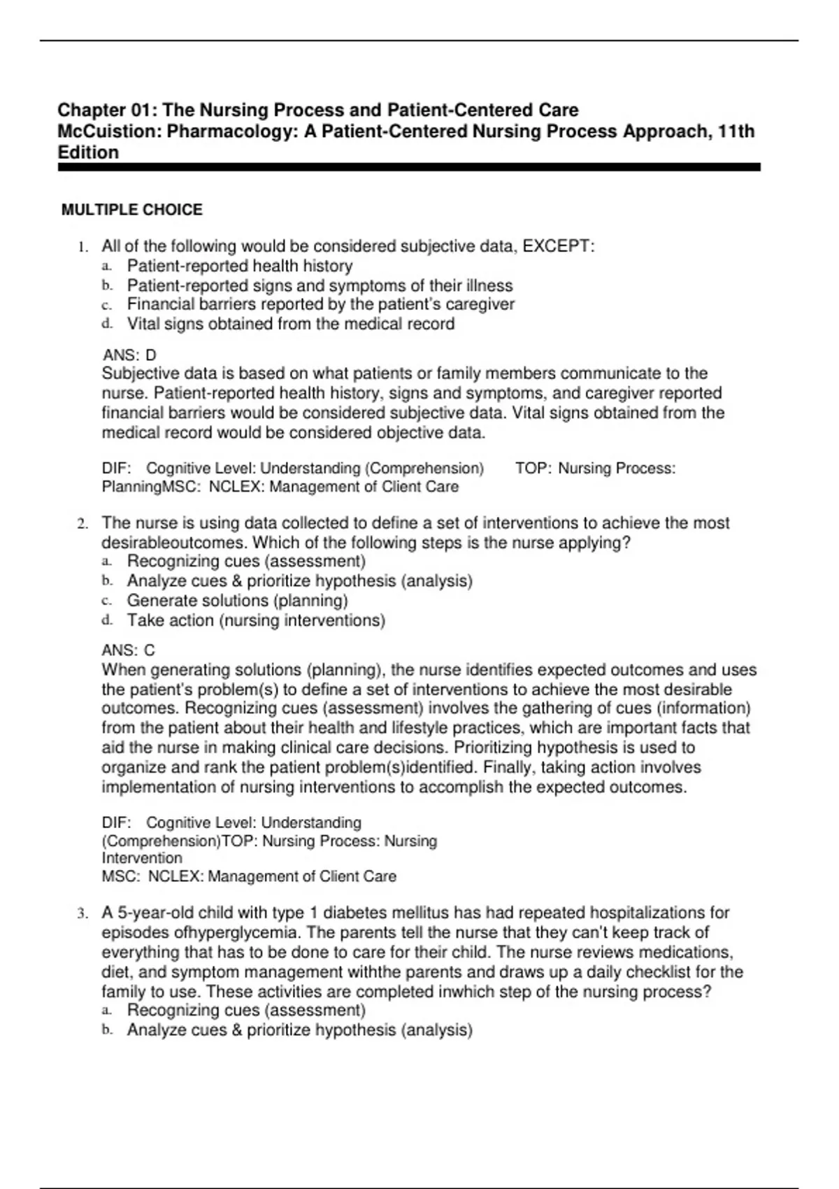 The Nursing Process and PatientCentered Care McCuistion Pharmacology