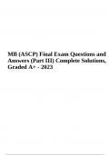 MB (ASCP) Final Exam (Questions and Answers Part III) Complete Solutions | Graded A+ - 2023