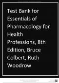 Essentials of Pharmacology for Health Professions 8th Edition Colbert Test Bank.